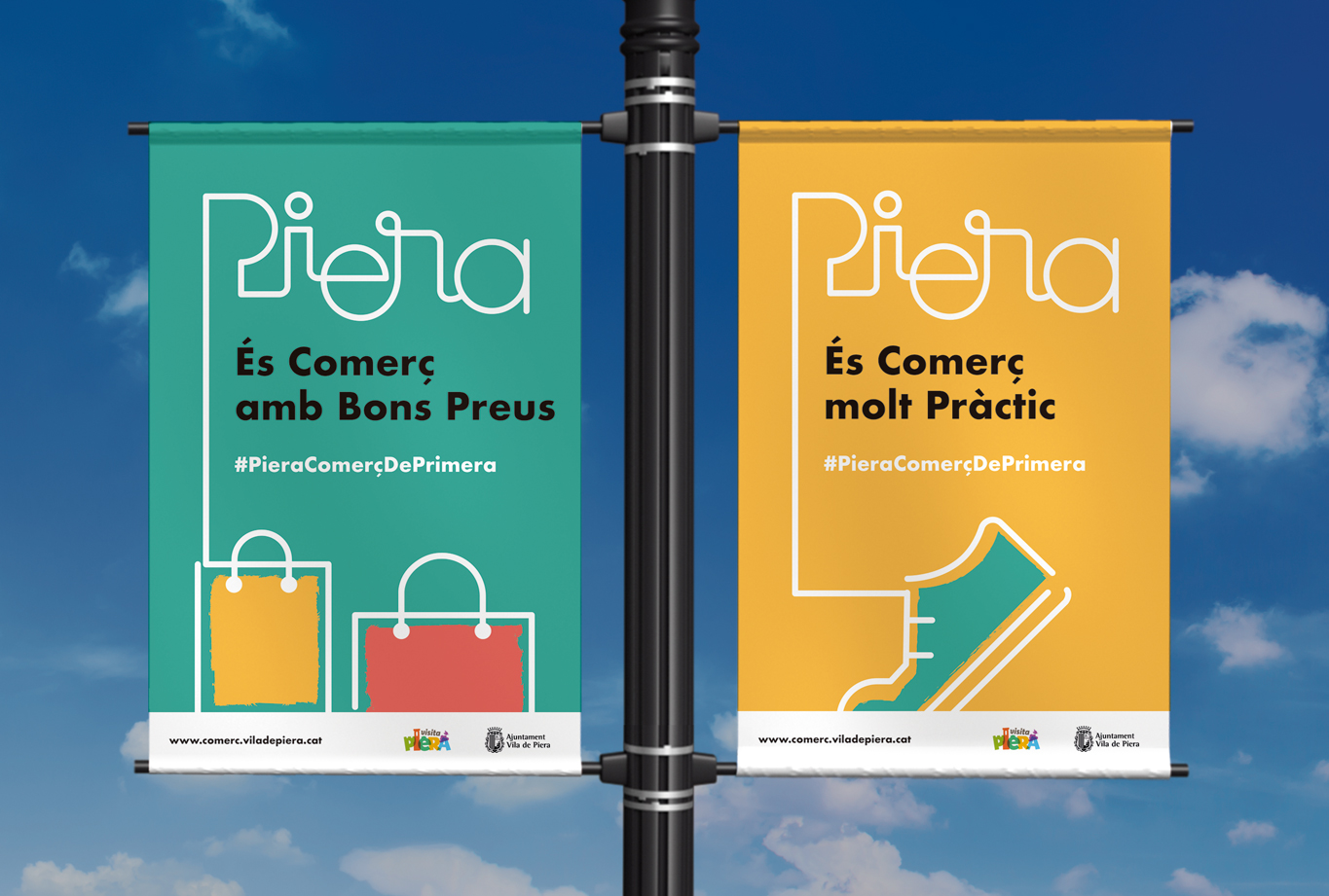 Campanya de publicitat per promocionar el comerç de proximitat - Vila de Piera - Banderoles - adn studio