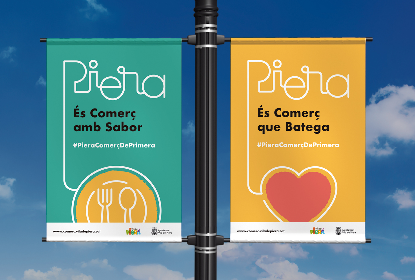 Campanya de publicitat per promocionar el comerç de proximitat - Vila de Piera - Banderoles - adn studio