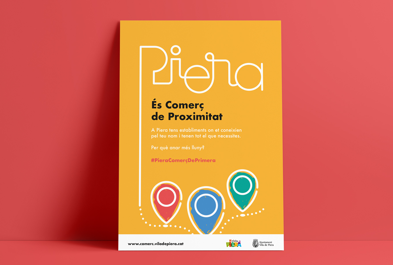 Campanya de publicitat per promocionar el comerç de proximitat - Vila de Piera - Cartell proximitat - adn studio