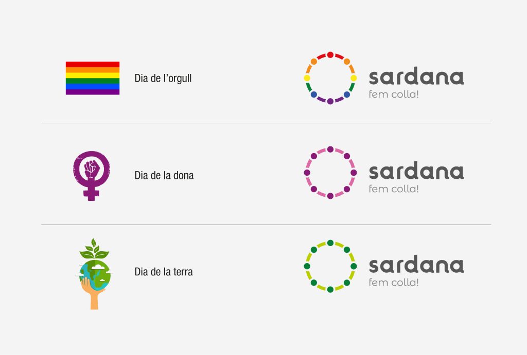 disseny de versións del logotip i la imatge corporativa de la marca Sardana