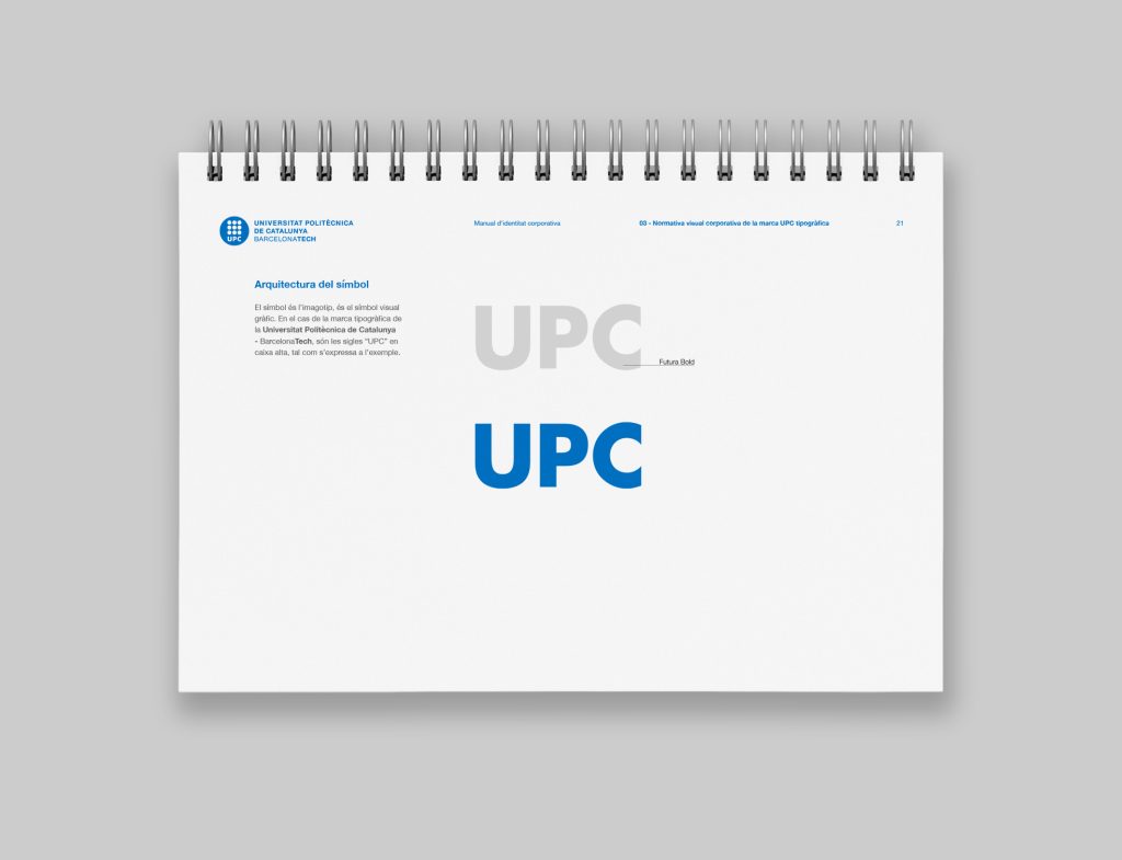 diseño de manual de identidad corporativa para la Universitat Politècnica de Catalunya BarcelonaTech
