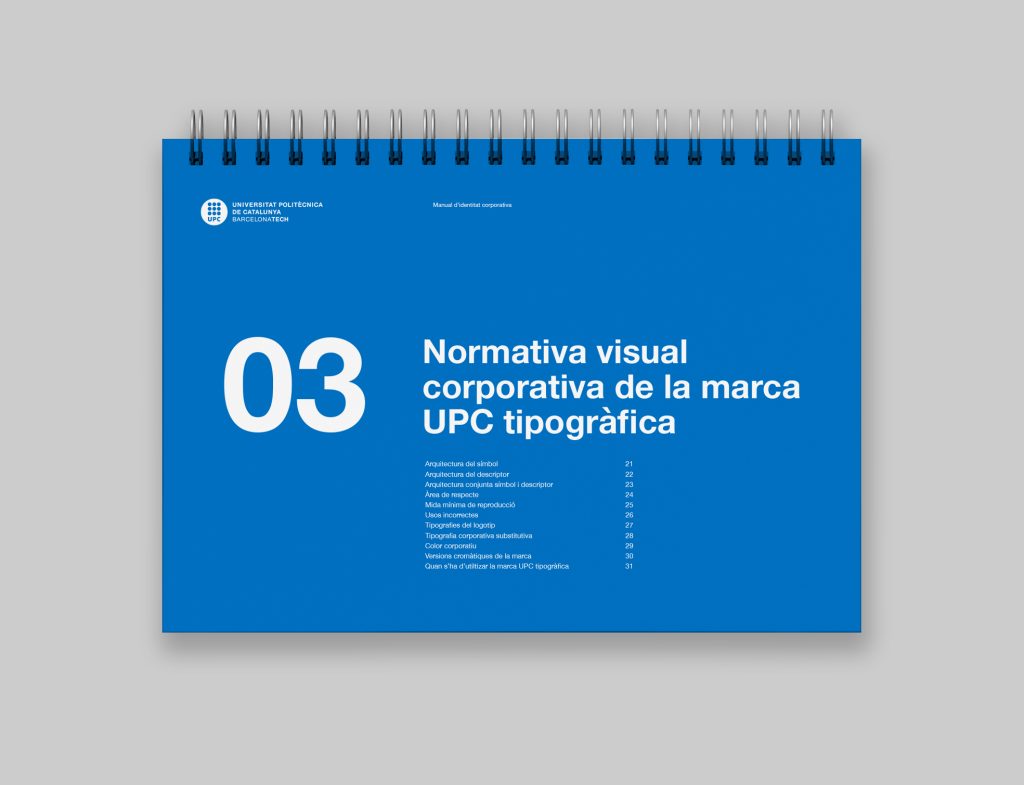 diseño de manual de identidad corporativa para la Universitat Politècnica de Catalunya BarcelonaTech