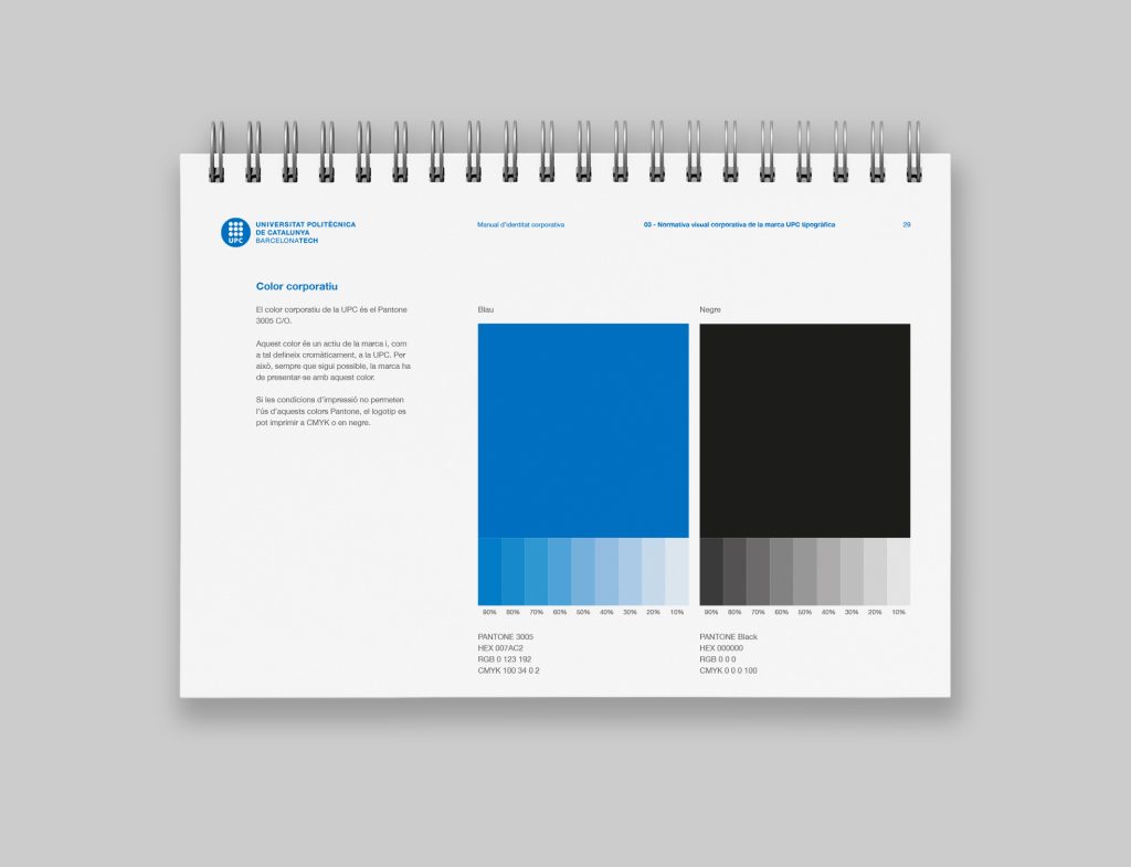 diseño de manual de identidad corporativa para la Universitat Politècnica de Catalunya BarcelonaTech