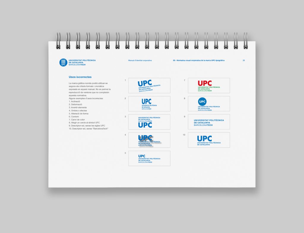 diseño de manual de identidad corporativa para la Universitat Politècnica de Catalunya BarcelonaTech