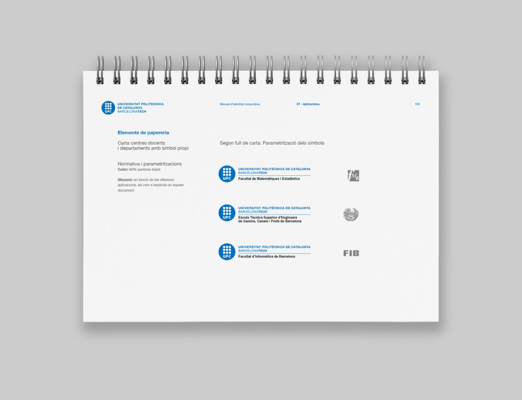El diseño de manual de identidad corporativa para la Universitat Politècnica de Catalunya BarcelonaTech