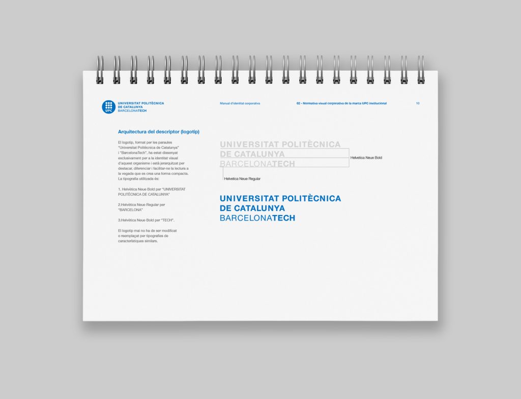 disseny de manual d'identitat corporativa per a la Universitat Politècnica de Catalunya BarcelonaTech
