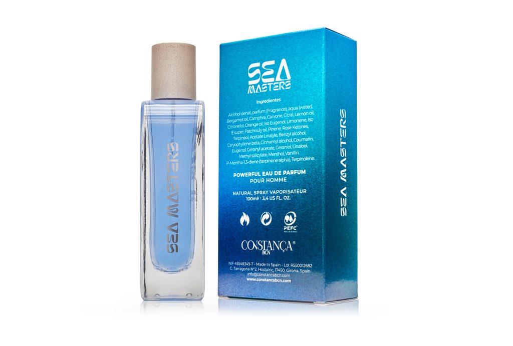 Branding, imagen de producto y diseño de packaging del perfume Sea Masters para Constança Barcelona