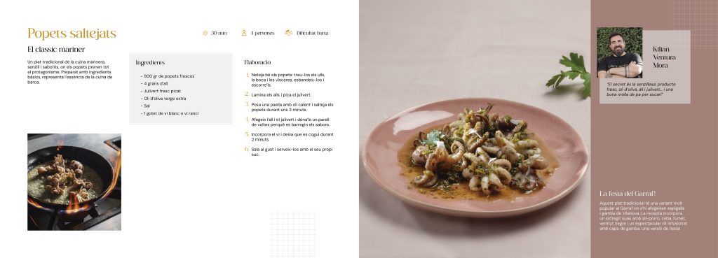 Diseño del libro de recetas de la cocina marinera del Garraf Pulpitos