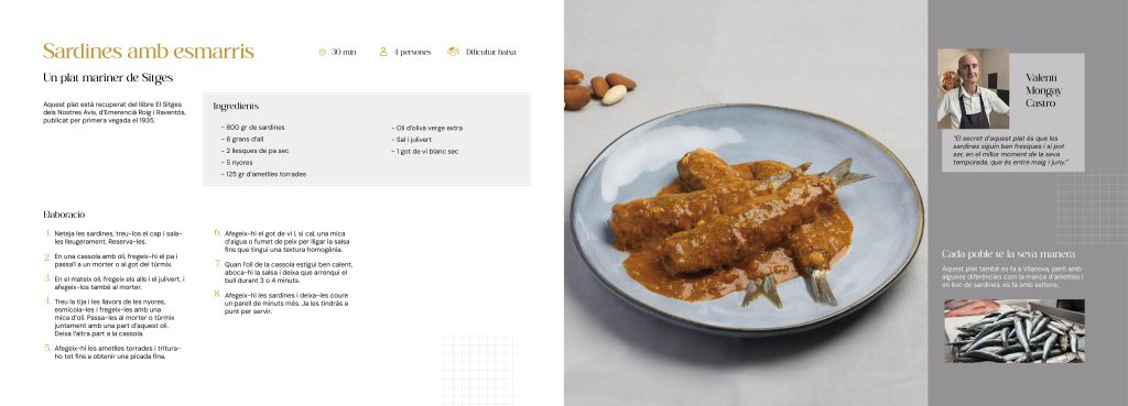 Diseño del libro de recetas de la cocina marinera del Garraf Sardinas