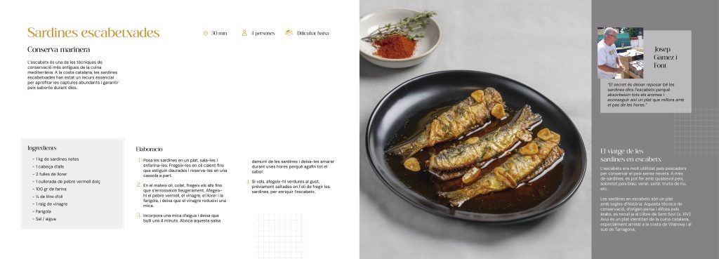 Diseño del libro de recetas de la cocina marinera del Garraf Sardinas