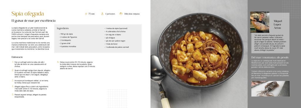 Diseño del libro de recetas de la cocina marinera del Garraf Sepia