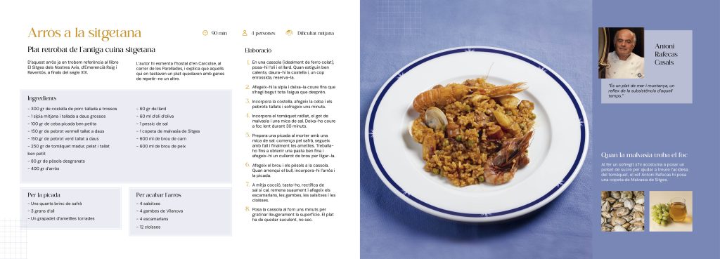Disseny del llibre de receptes de la cuina marinera del Garraf Arròs Sitgetana