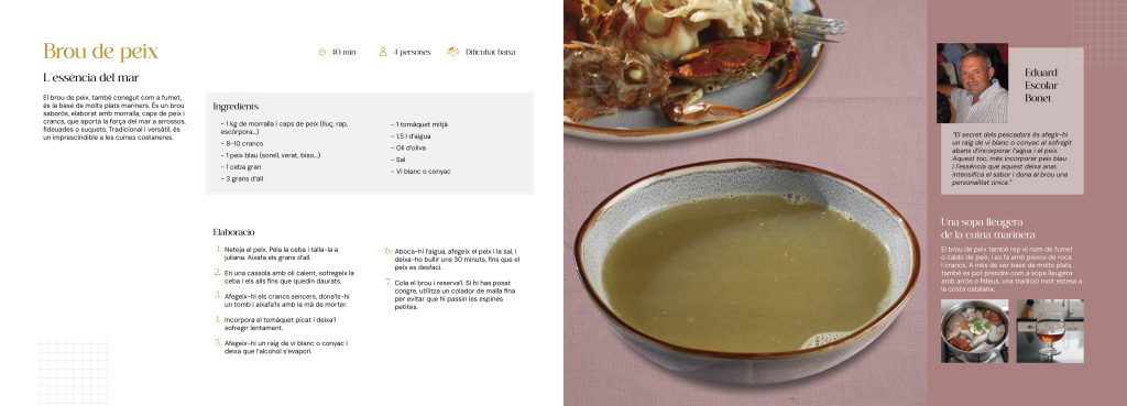 Disseny del llibre de receptes de la cuina marinera del Garraf Brou de peix