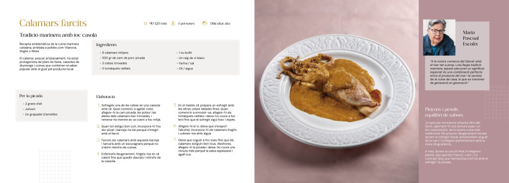 Disseny del llibre de receptes de la cuina marinera del Garraf Calamar